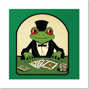 Frog poker player Posters and Art